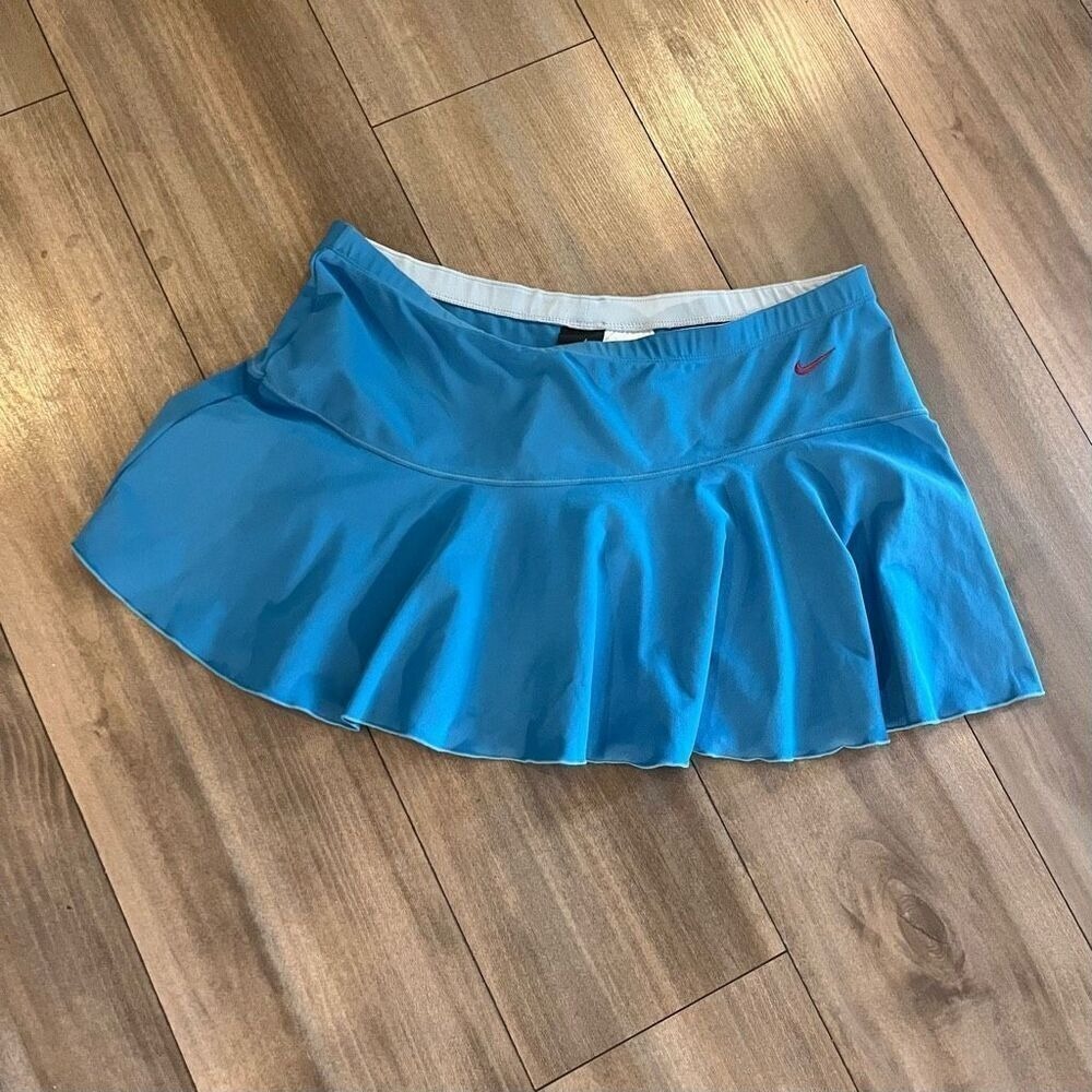 Nike Womens Dri-Fit Tennis Skirt Blue Ruffle Skort Large NWT Bin H-17